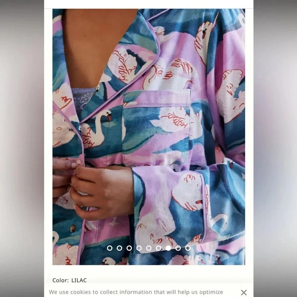 NWOT Olivia Wendel for Anthropologie Swan Flannel Sleep Top - Picture 6 of 14